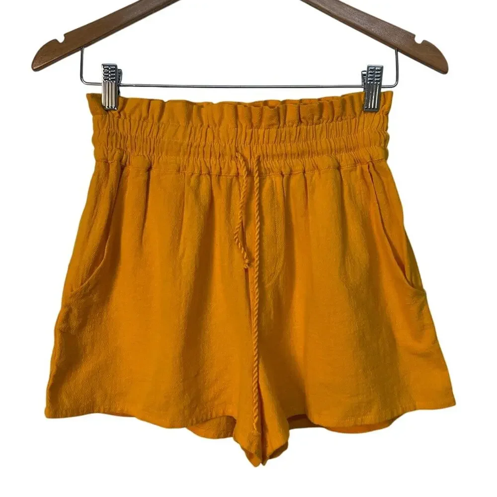 Abound Drawstring‎ Elastic Waist Casual Shorts with Pockets Color Orange Size S
